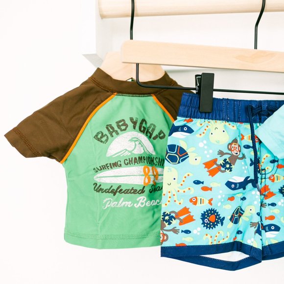 Baby Boy Swim Lot Rash Guard, Diaper, babyGap 0-3 - Picture 3 of 5